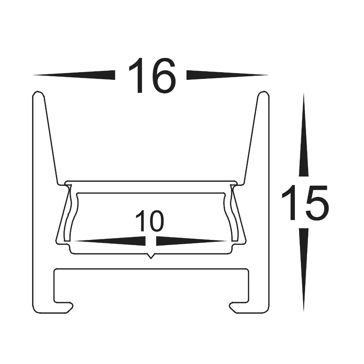 SHALLOW SQ ALUM PROFILE + DIFF 16X15 BLK