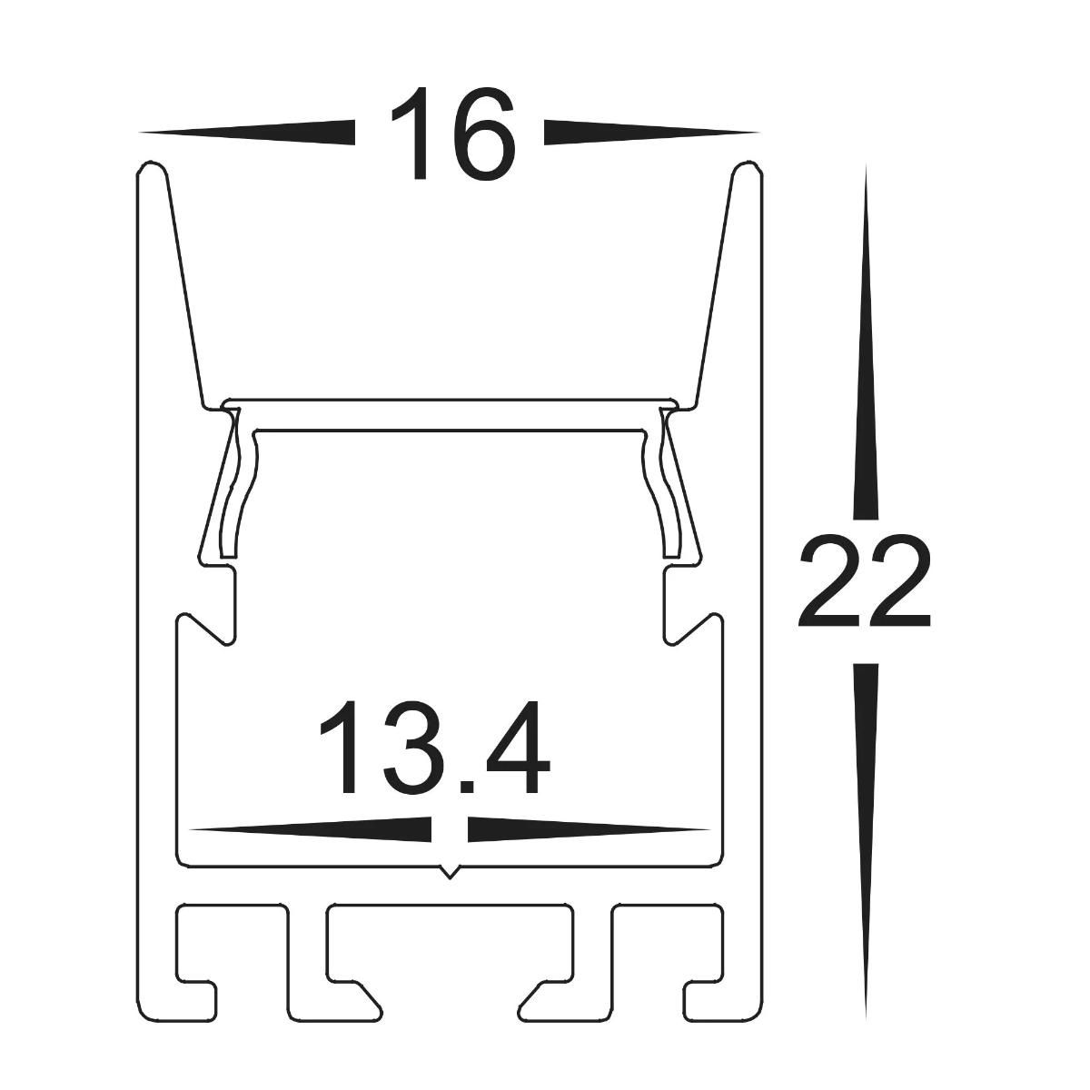 SHALLOW SQ ALUM PROFILE + DIFF 16X22 BLK