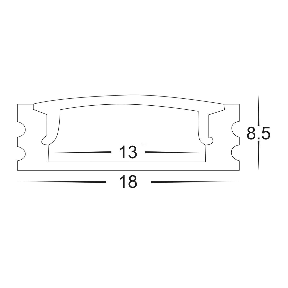 ALUM PROFILE SHALLOW SQ 18X9 3MTR