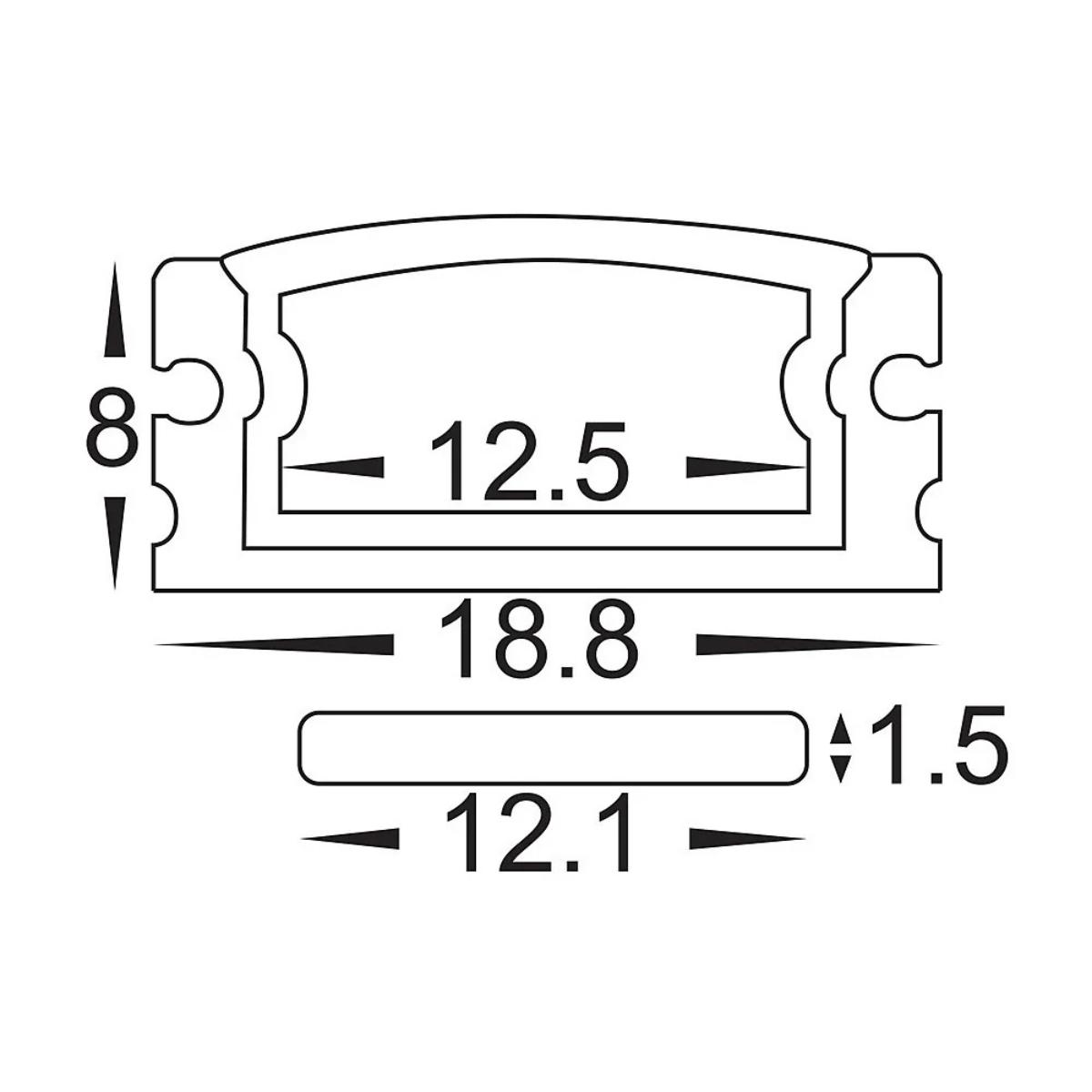 ALUM PROFILE SHALLOW SQ W/P 19X8 3MTR