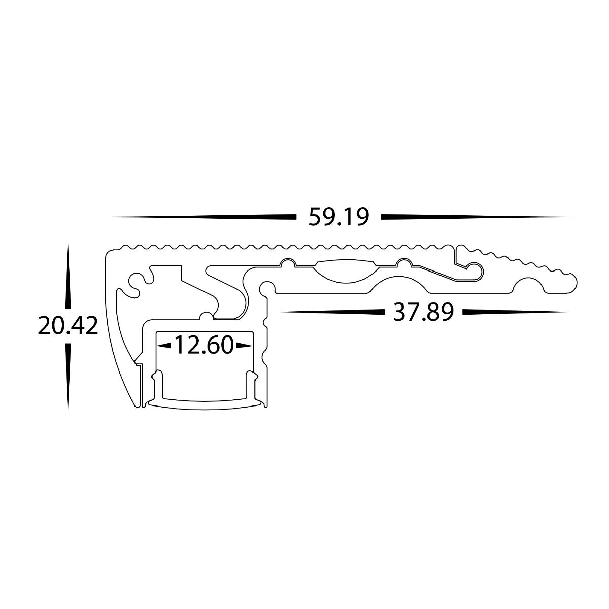 STEP TREAD ALUM PROFILE + DIFF 60X20MM