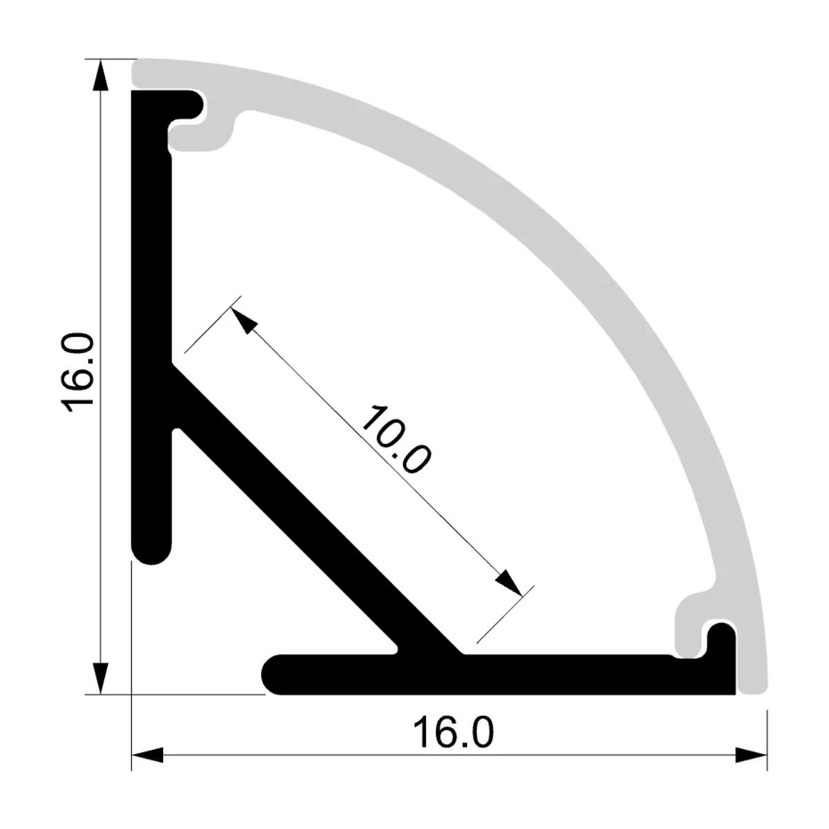 CORNER ALUMINIUM PROFILE KIT 16X16 2MTR