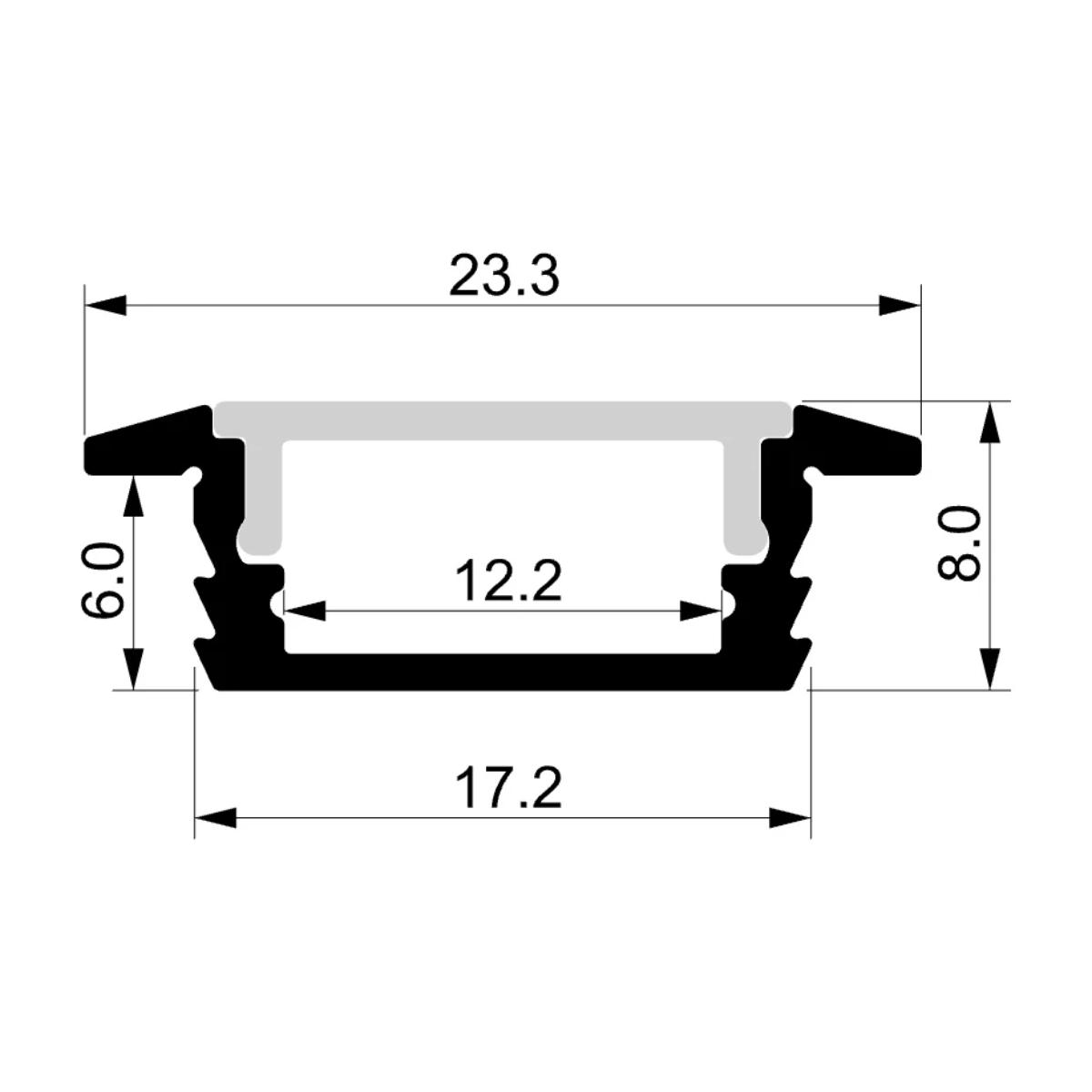 SHALLOW SQ WINGED ALUM PROFILE KIT 23X8