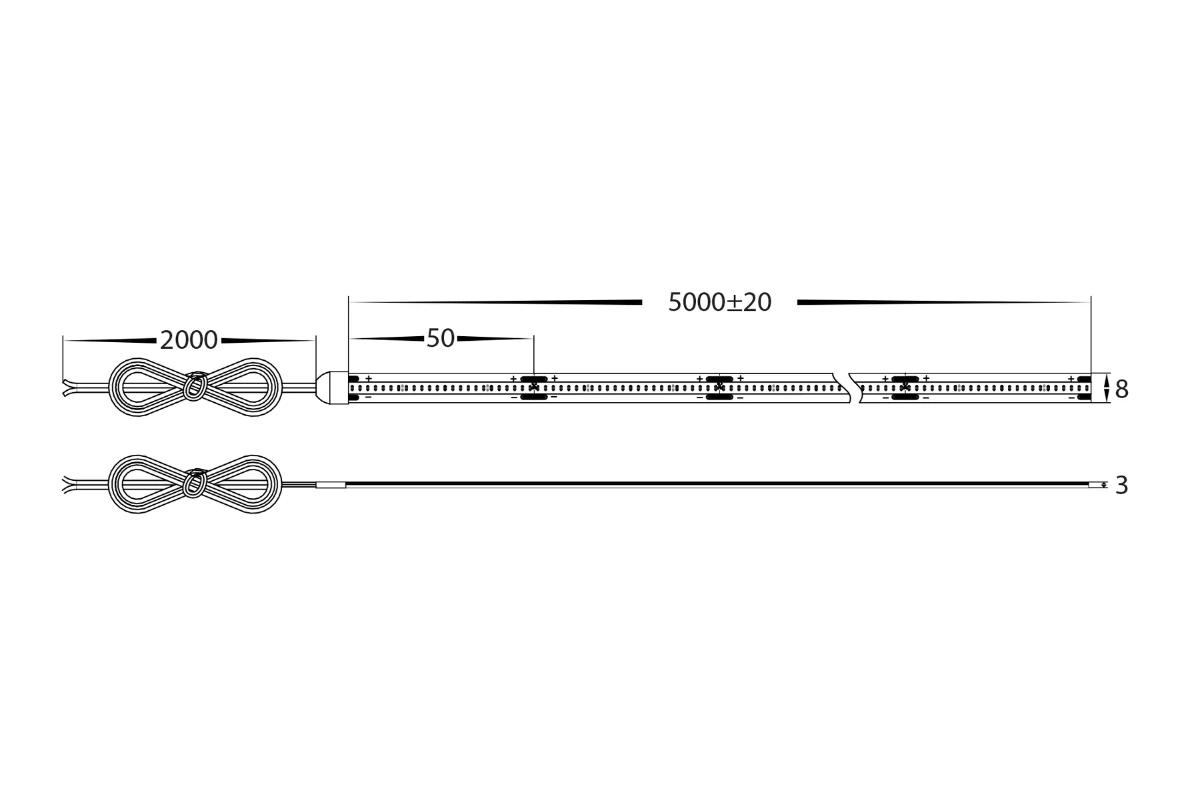 LED CSP STRIP 10W/M 24VDC 3000K IP54 MTR