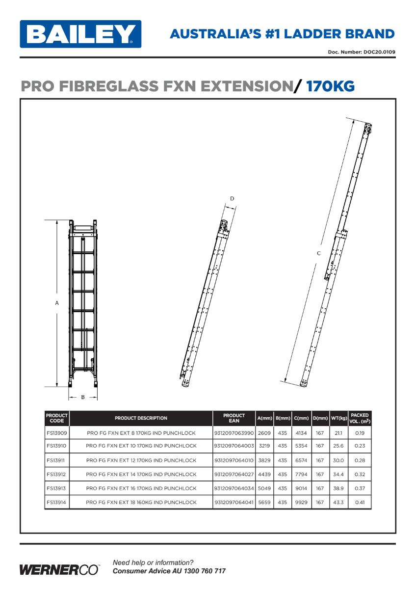 FIBREGLASS EXTENSION LADDER 3.82-6.57M