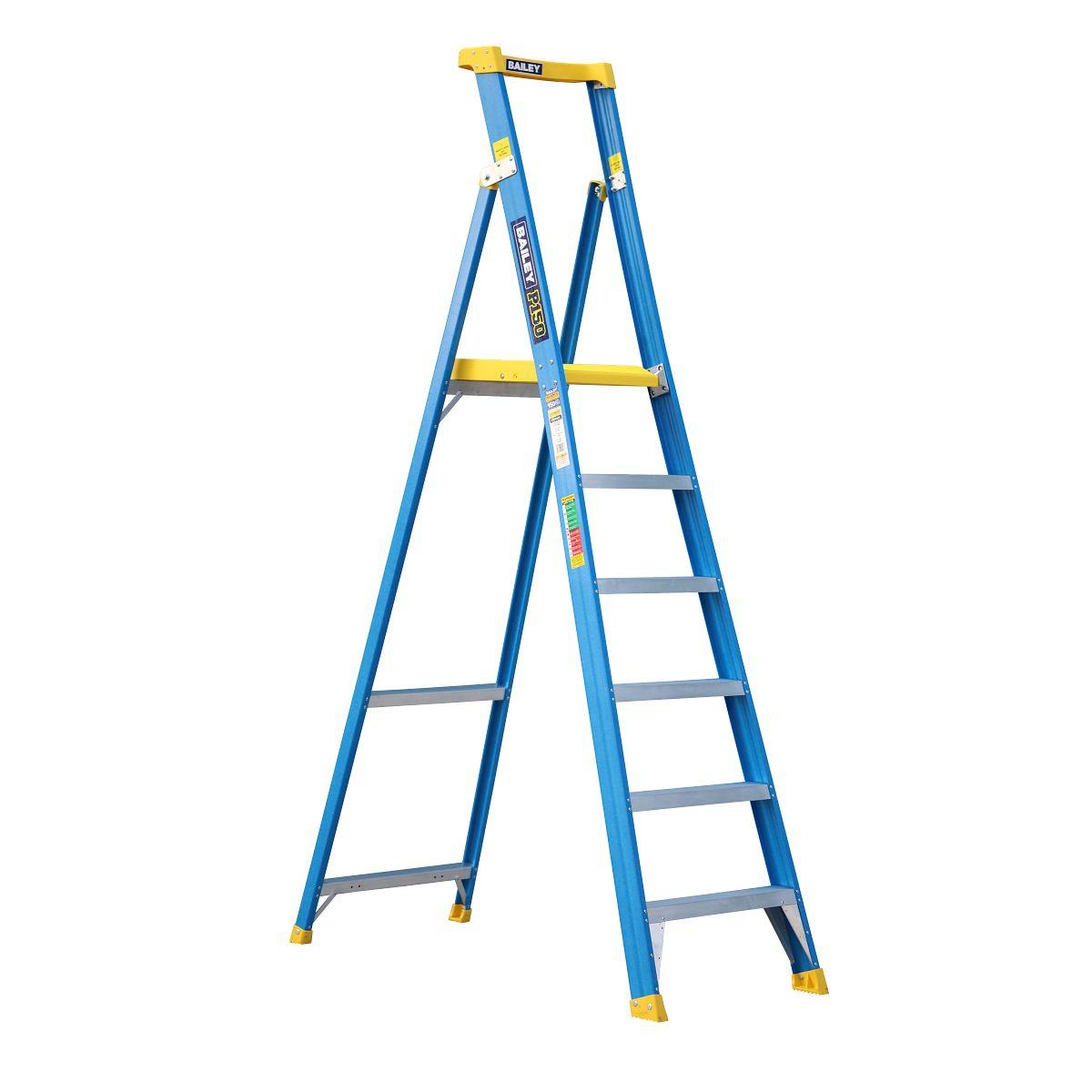 H/D FIBREGLASS PLATFORM STEP LADDER 1.8M