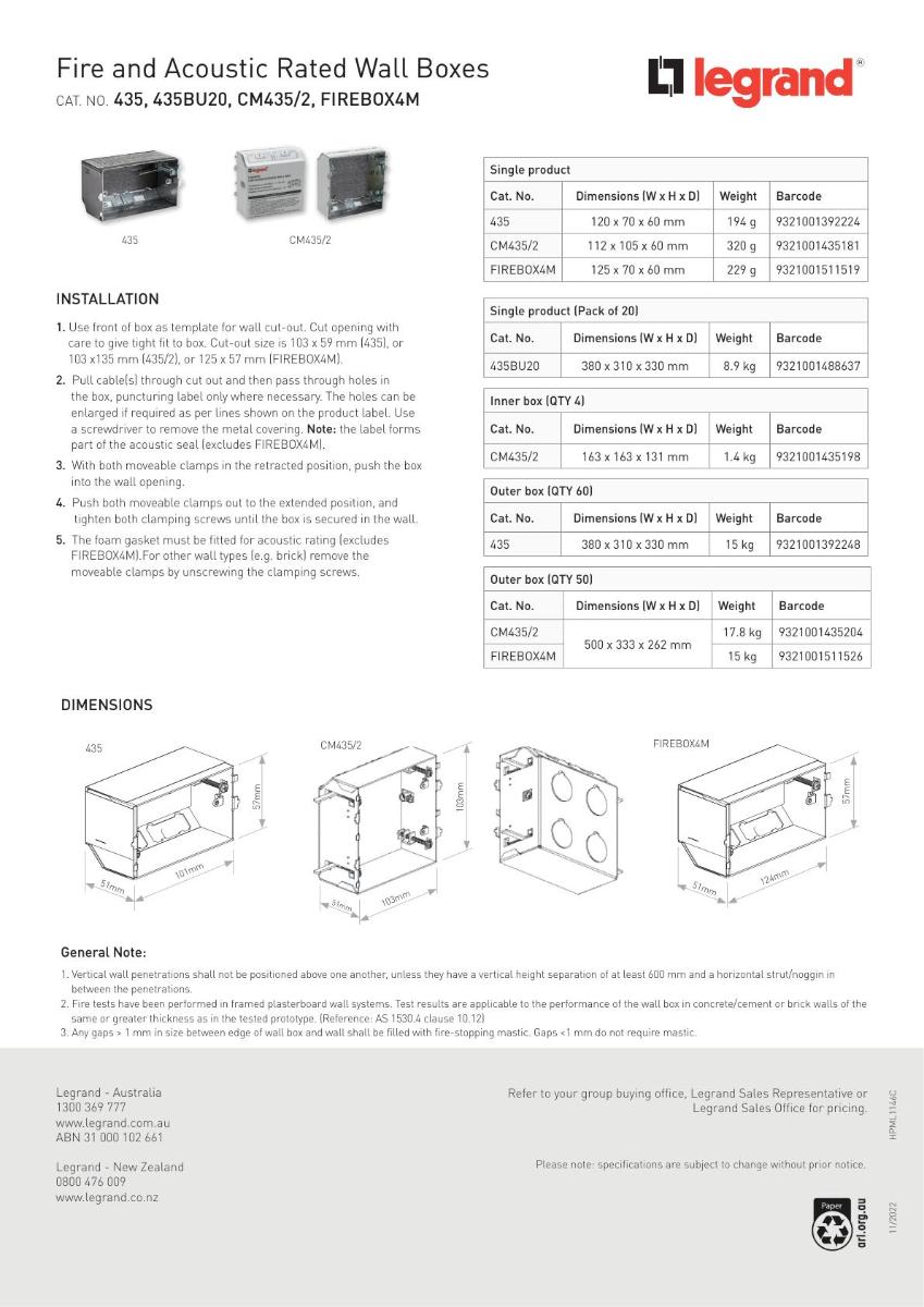MOUNTING BOX FIRE RESISTANT 5-30MM PLST