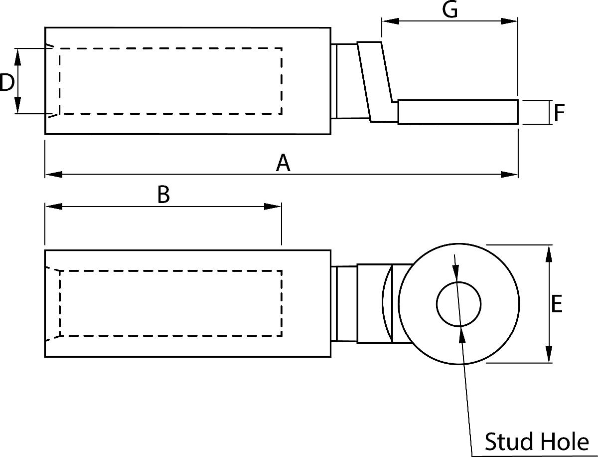 BI METAL CRIMP LUG 35MM M10 STUD