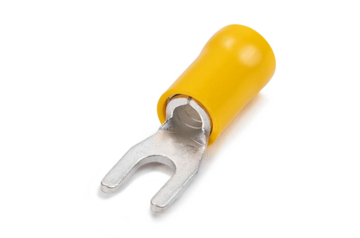INSUL FORK LUG D/G YELLOW 3MM STUD 50PK