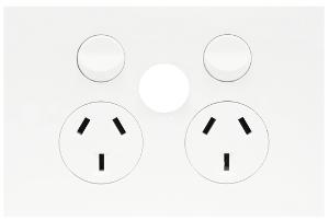 FINESSE DBL GPO + EXT SW POSIT 10A M/WHT FINESSE DBL GPO + EXT SW POSIT 10A M/WHT