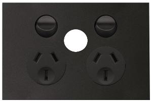 FINESSE DBL GPO + EXT SW POSIT 10A M/BLK FINESSE DBL GPO + EXT SW POSIT 10A M/BLK