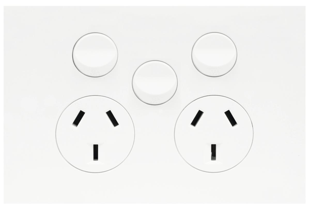 FINESSE DBL GPO + EXT SW 10A M/WHITE