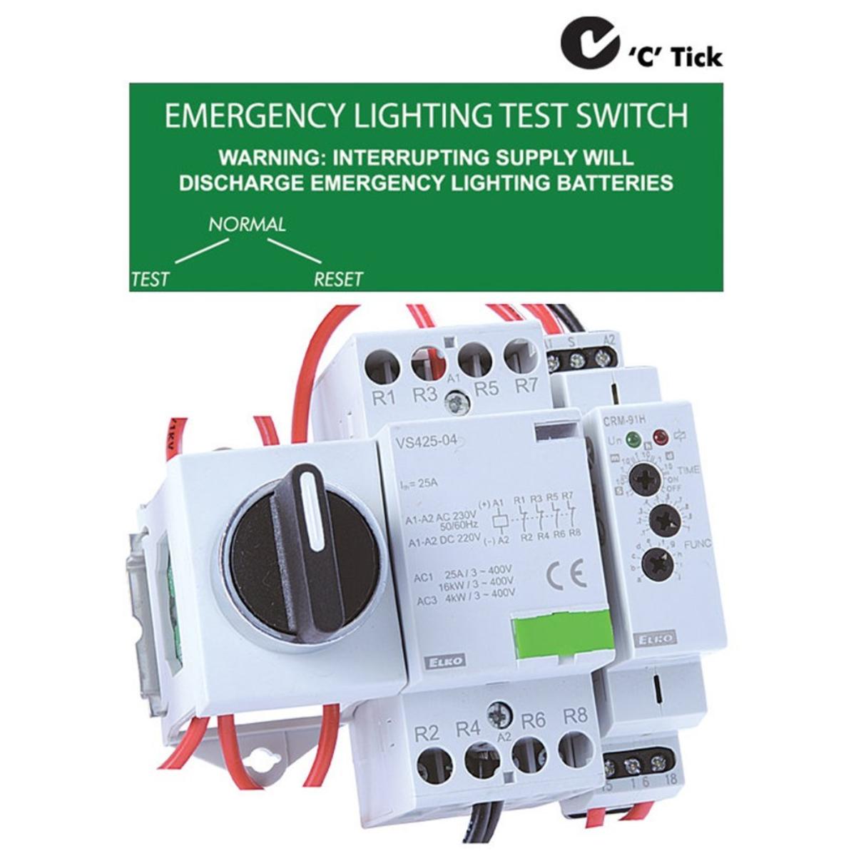 EMERG LIGHT TEST SWITCH OPEN 4N/C 240V