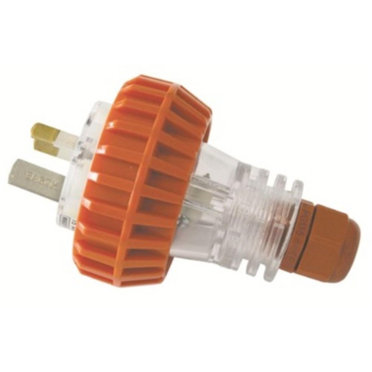STRAIGHT PLUG 3 FLAT PINS 10A ORANGE