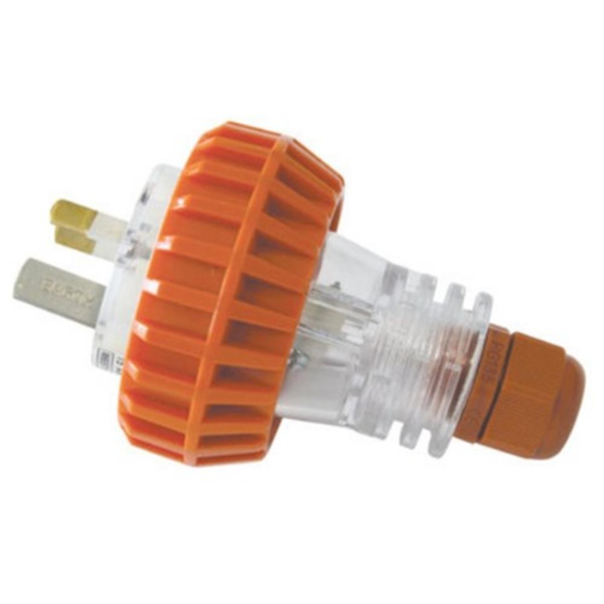 STRAIGHT PLUG 3 FLAT PINS 15A ORANGE