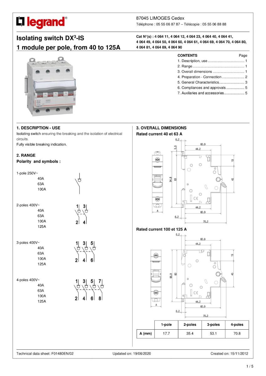 ISOLATING SWITCH DX3 3P 100A