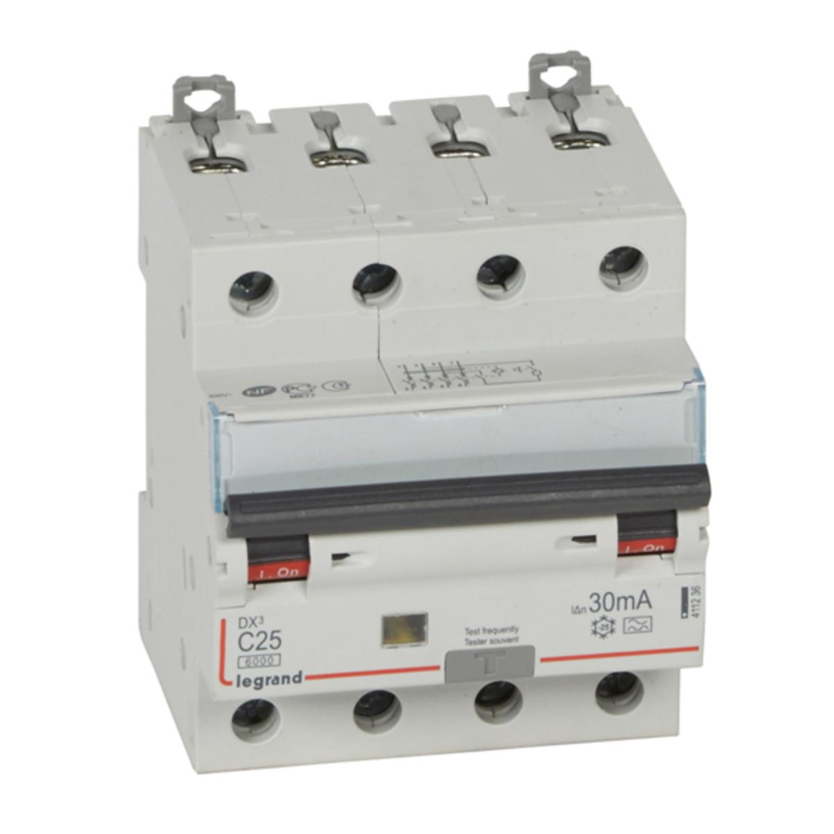 RCBO  DX3 4P 25A 30MA 6KA CL A 4 MODULE