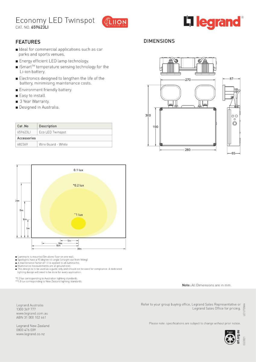 LED EMERG TWIN SPOT ECONOMY IP65 3W