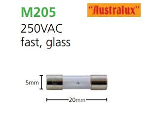 M205 GLASS FUSE FAST 250V 200MA 20X5MM