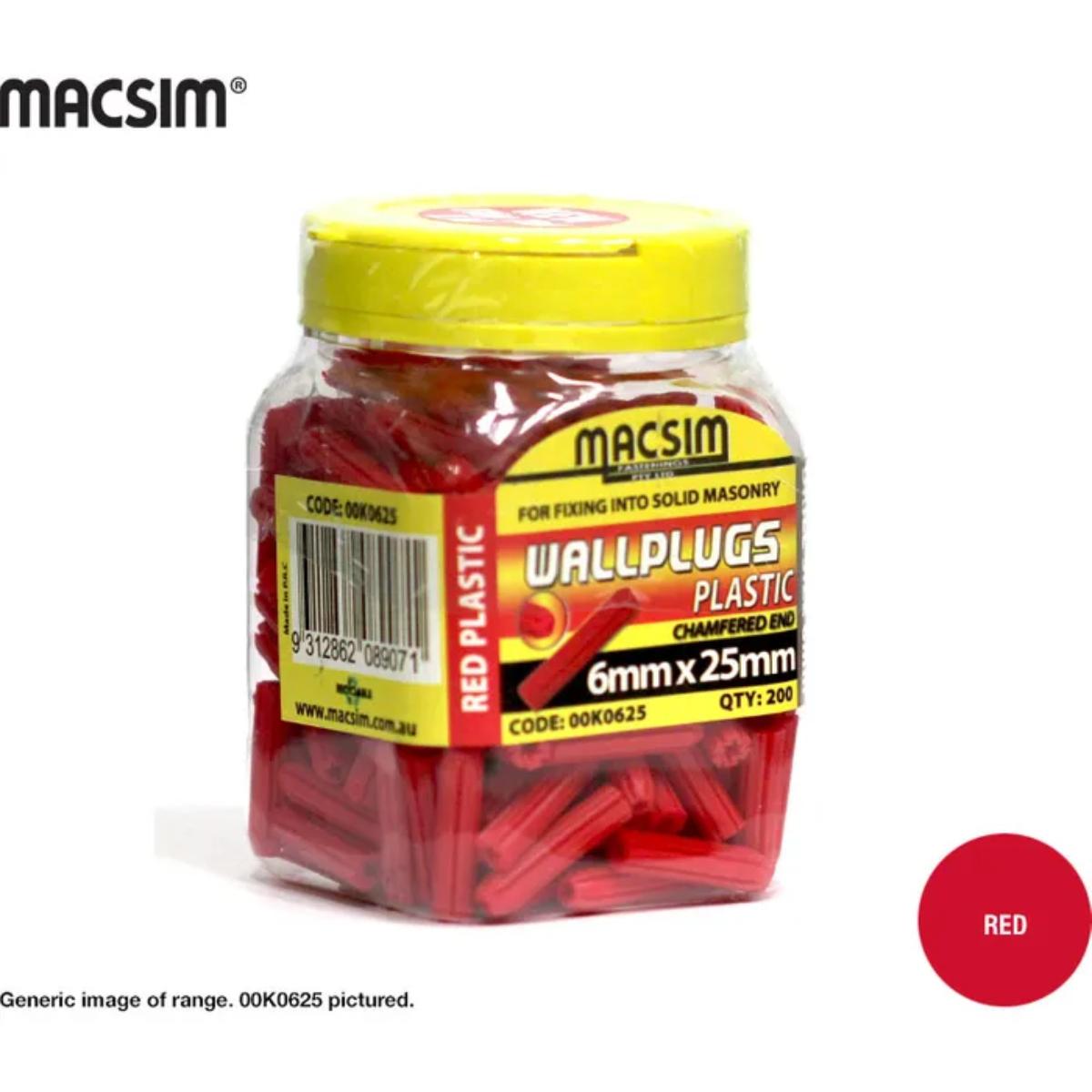 ANCHOR WALLPLUGS 6 X 35MM BOTTLES RED