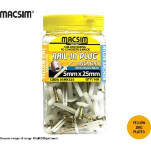 5X40MM NAIL-IN PLUG MUSHROOM HD 5X40MM NAIL-IN PLUG MUSHROOM HD