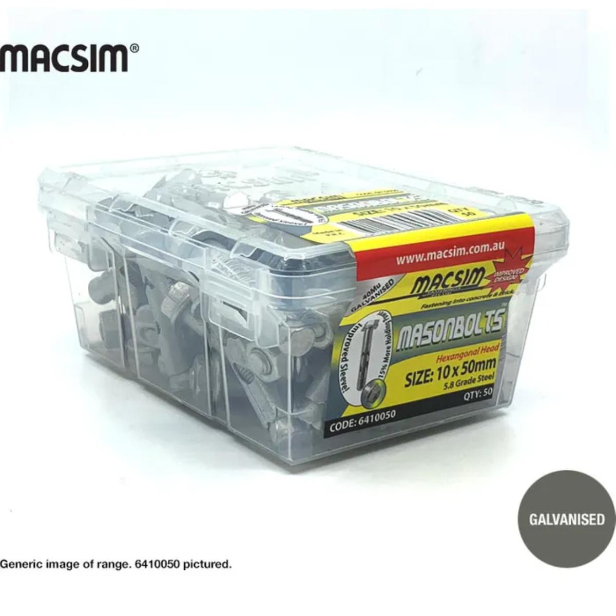 MASONRY BOLT HEX 10X50MM GAL (50)
