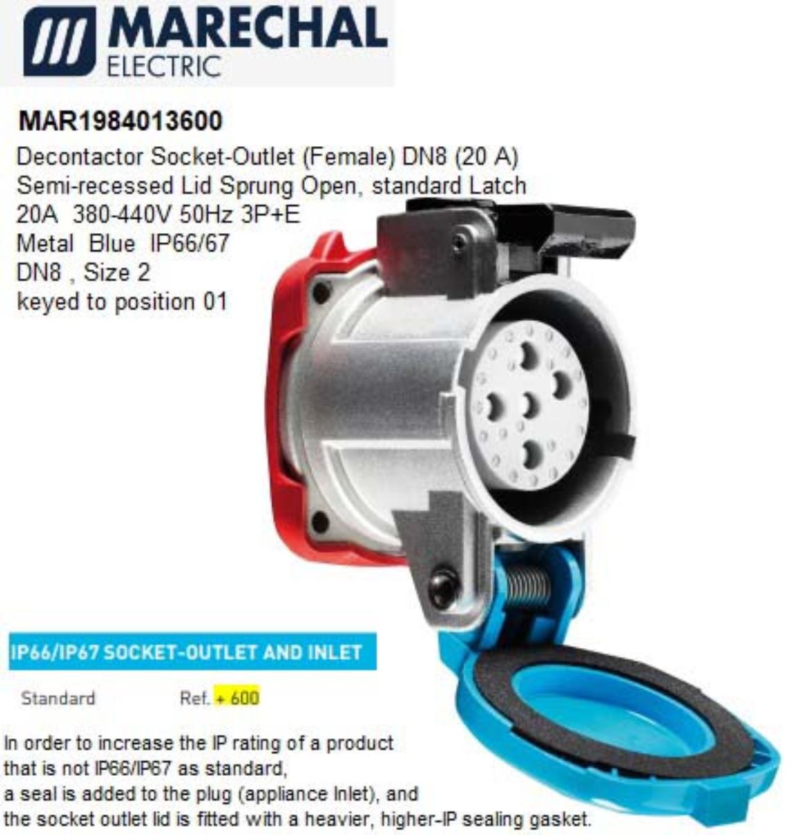 DN8 DECONTACTOR SOCKET OUTLET (FEMALE) S