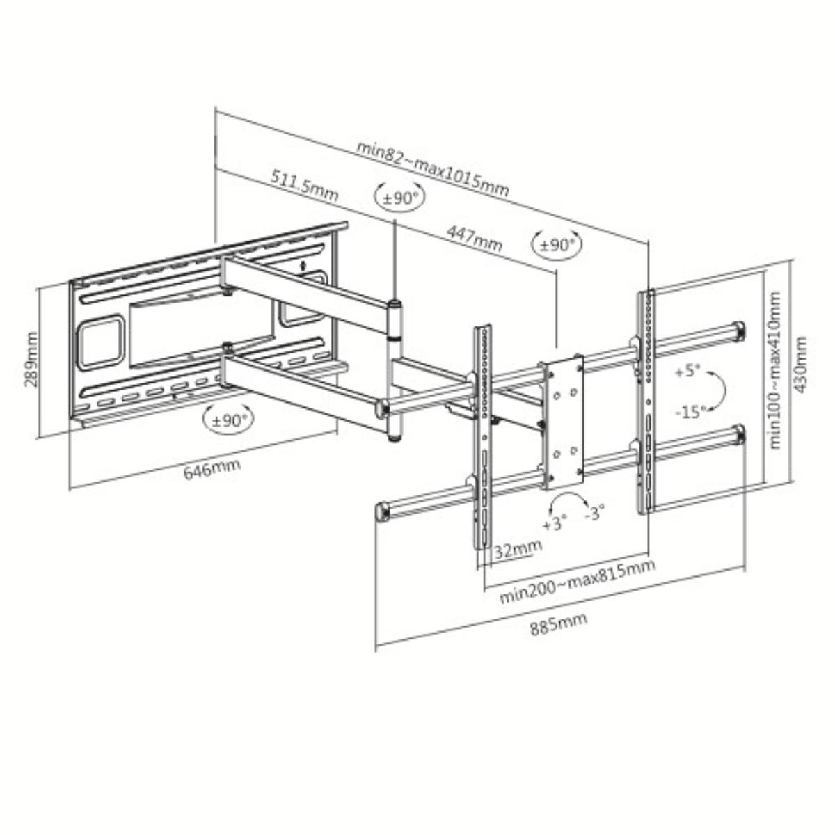 TV BRKT TILT SWIVEL W/MNT TO 80" 50KG