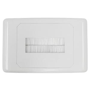 OUTLET PLATE WITH BRUSH COVER WHITE