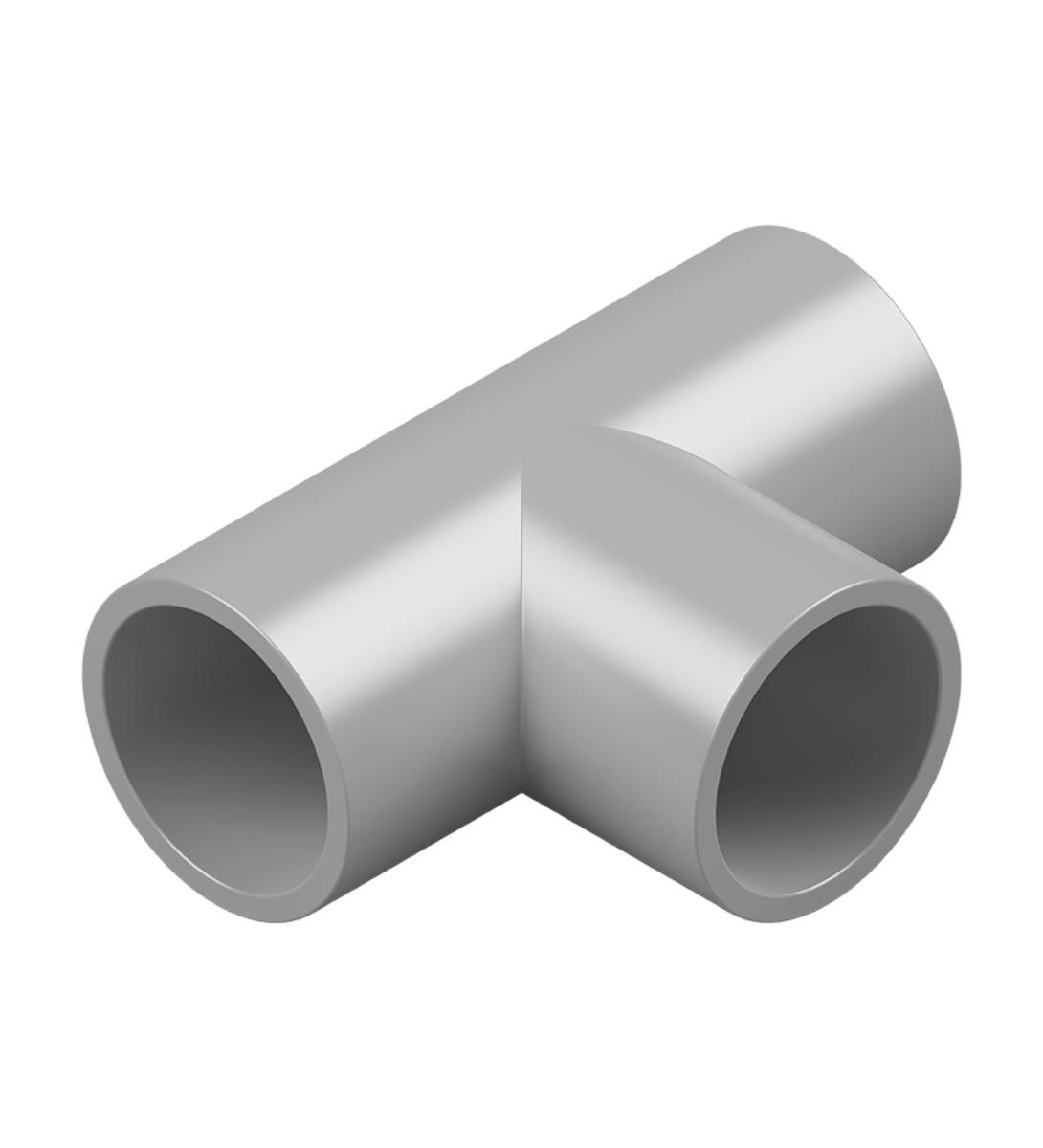SOLID TEE STRAIGHT PVC 25MM GREY