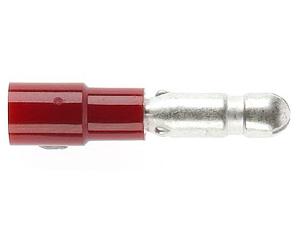 INSULATED 4MM MALE BULLET D/G RED 100PK