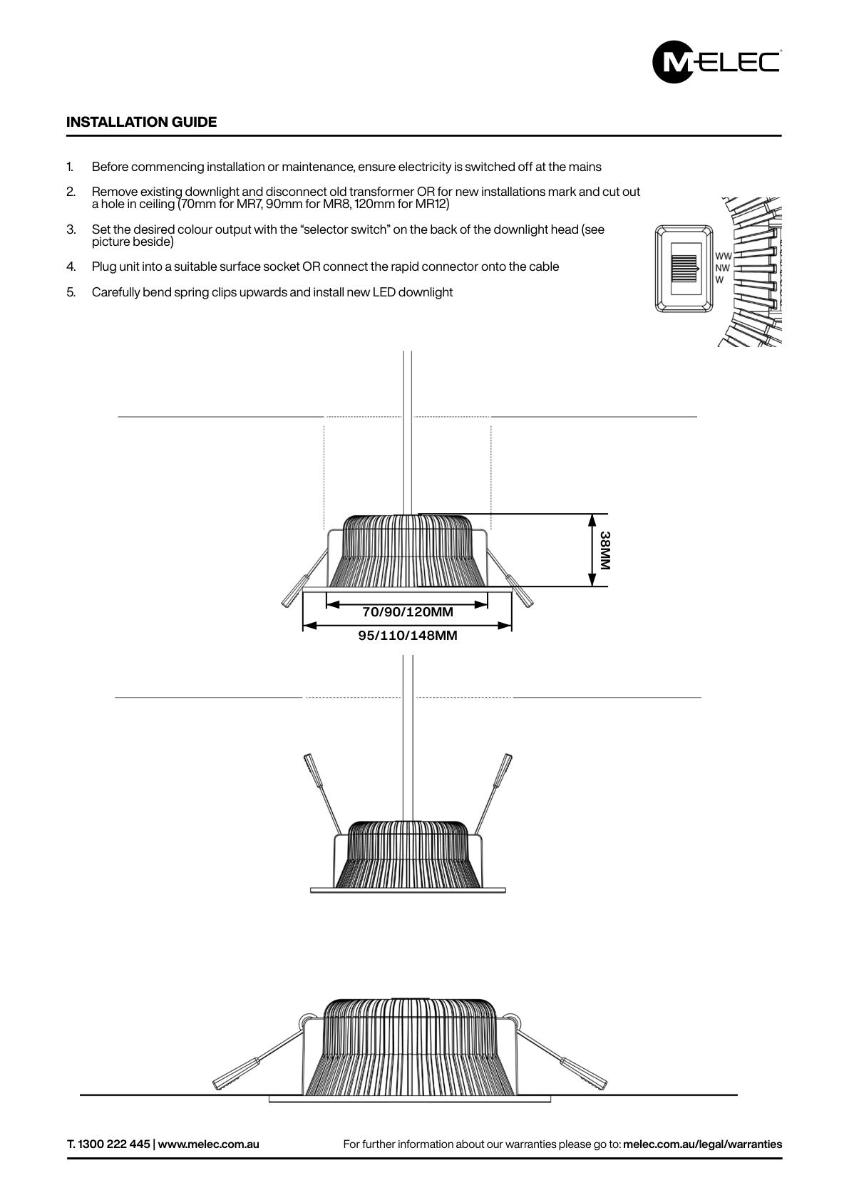 LED D/LIGHT + DRIVER 7W CCT 70MM C/O