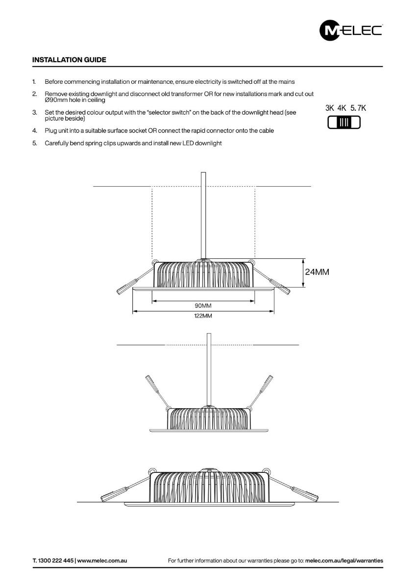 LED D/LIGHT + DRIVER 10W CCT 90MM C/O