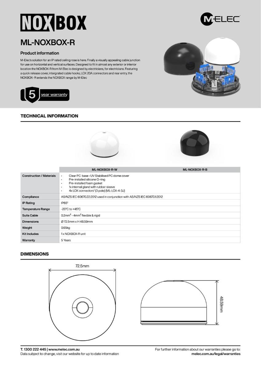 NOXBOX IP65 WHITE CONNECTION BOX