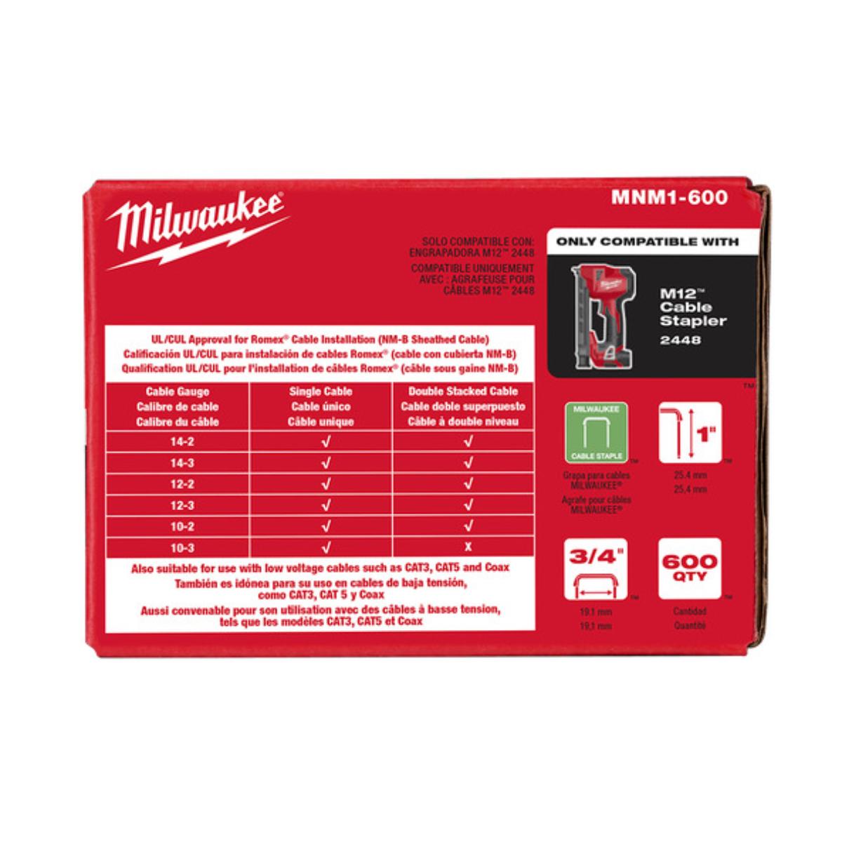 INSULATED CABLE STAPLES 25MM 600PK