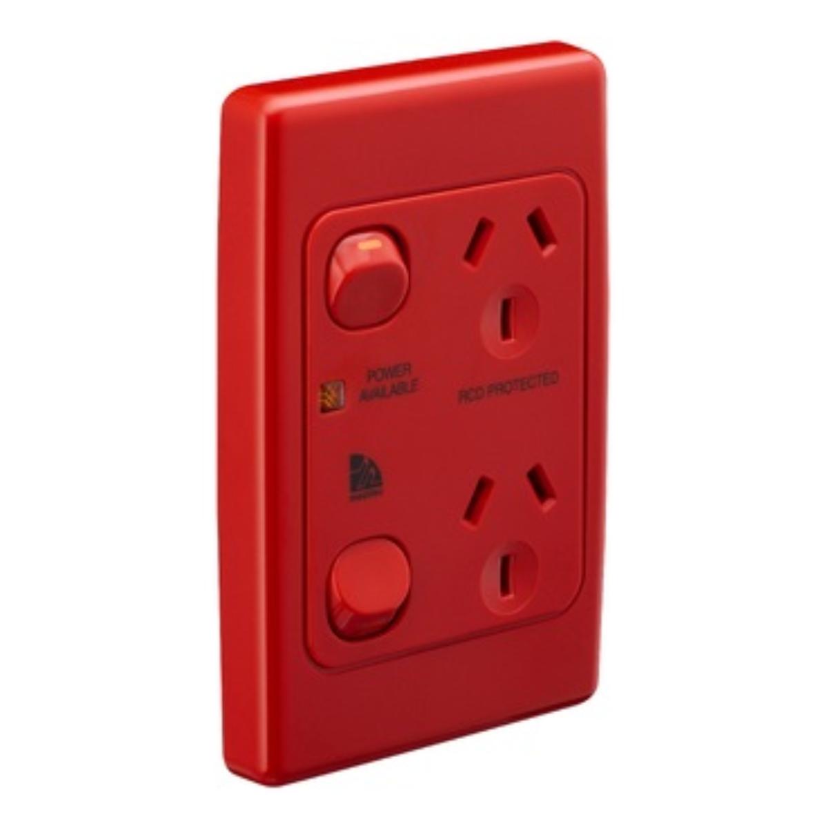MEDILEC DBL GPO VERT 10A S/P RED