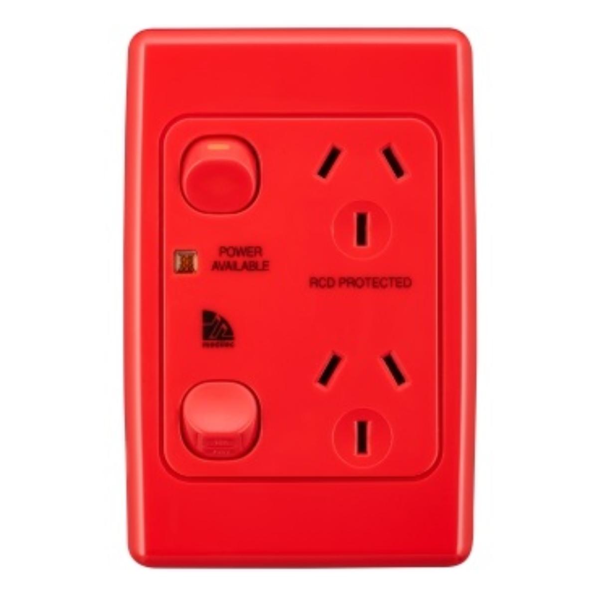 MEDILEC DBL GPO VERT 10A S/P RED