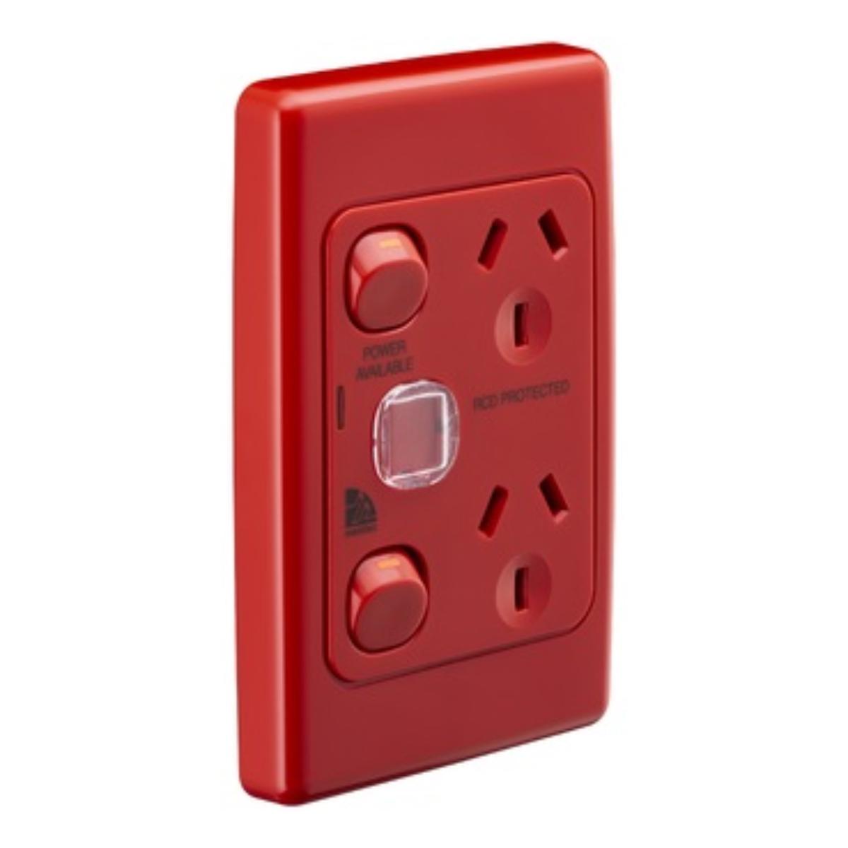 MEDILEC DBL GPO + ID VERT 10A S/P RED
