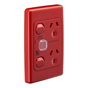 MEDILEC DBL GPO + ID VERT 10A S/P RED MEDILEC DBL GPO + ID VERT 10A S/P RED