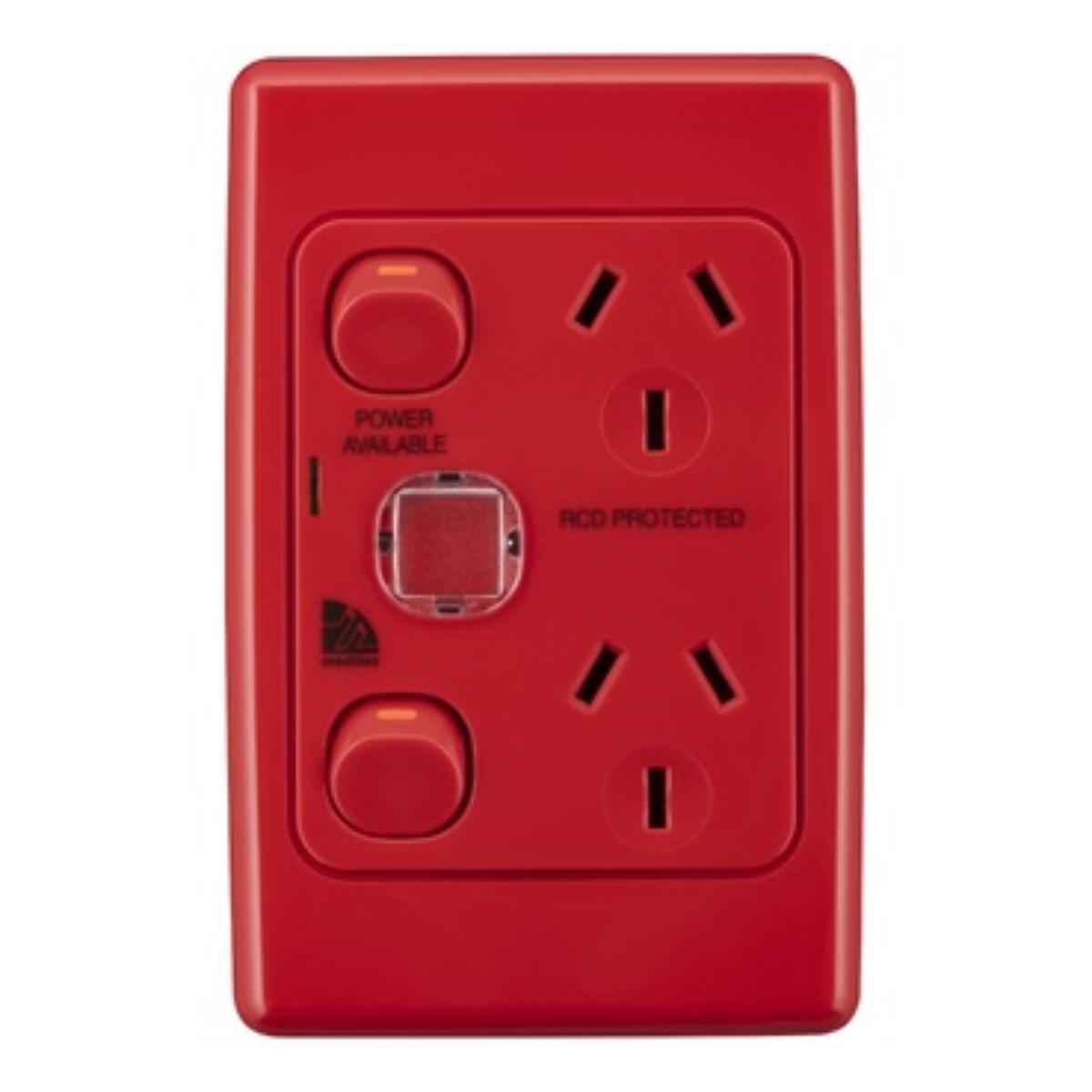 MEDILEC DBL GPO + ID VERT 10A S/P RED