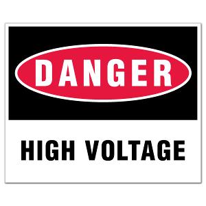 DANGER HIGH VOLTAGE LABEL 110X90mm 5PK