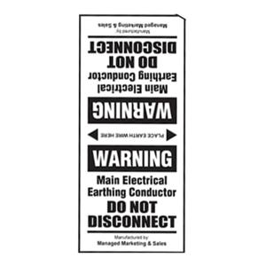 MAIN EARTHING CONDUCTOR LABEL 20PK