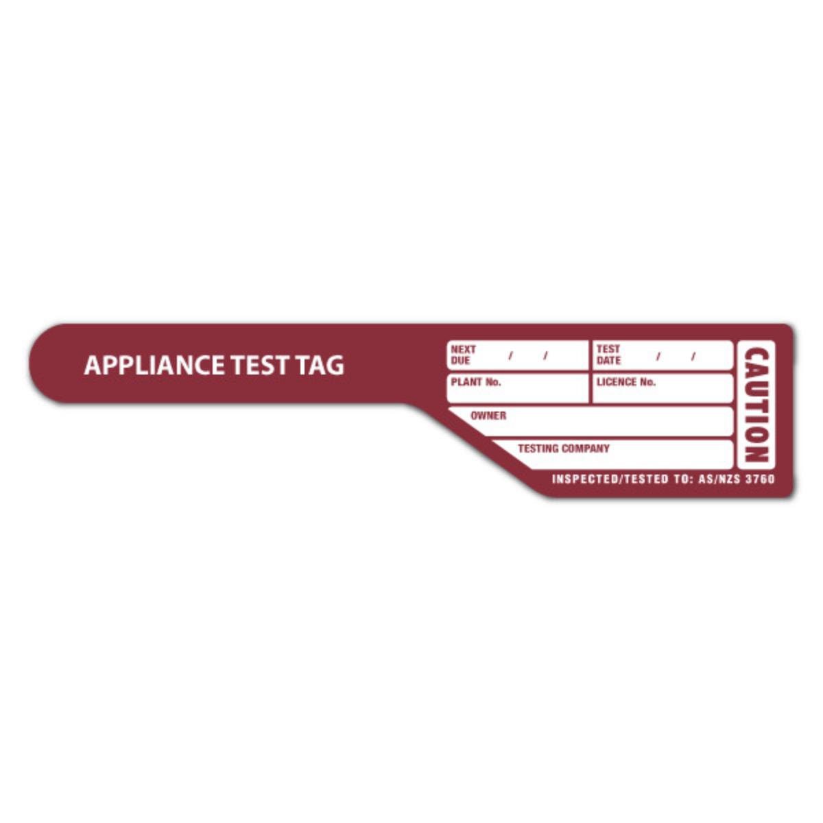 FLAG STYLE TEST TAG BURGUNDY - 5 YEARS