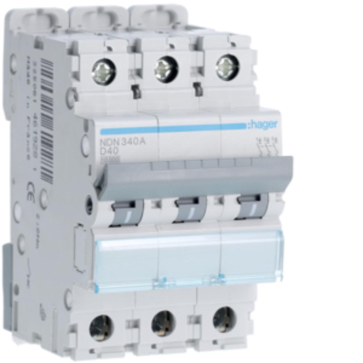 MCB 3P 40A 10KA D CURVE 3 MODULE