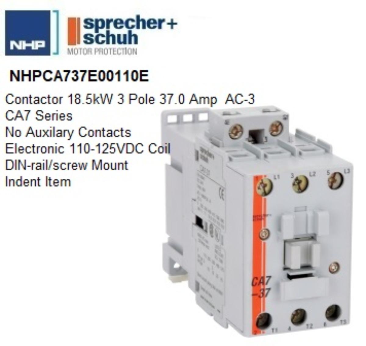 CONTACTOR 3P 37A AC3 18.5KW 110-125VDC