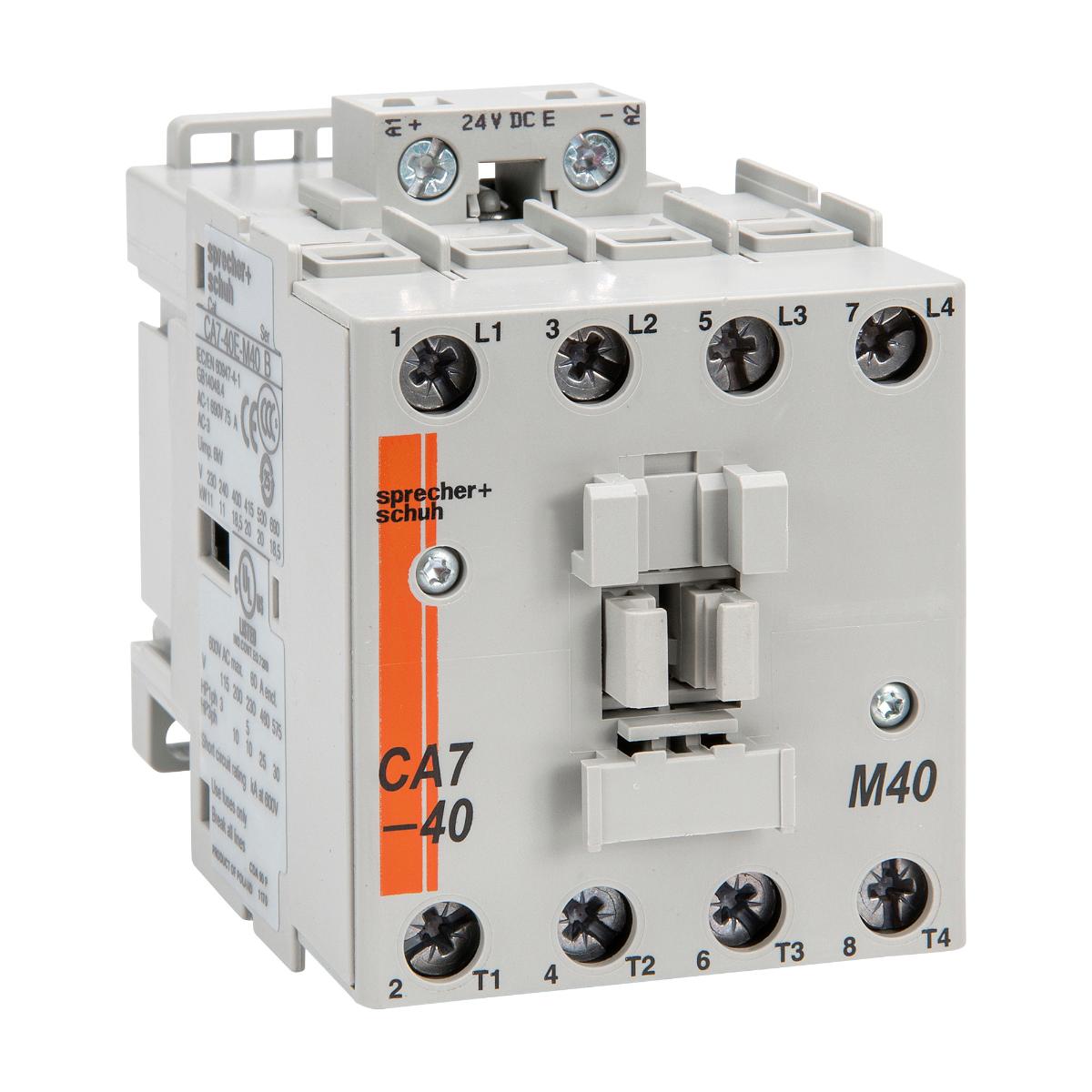 CONTACTOR 4P 40A AC3 20KW 24VDC COIL