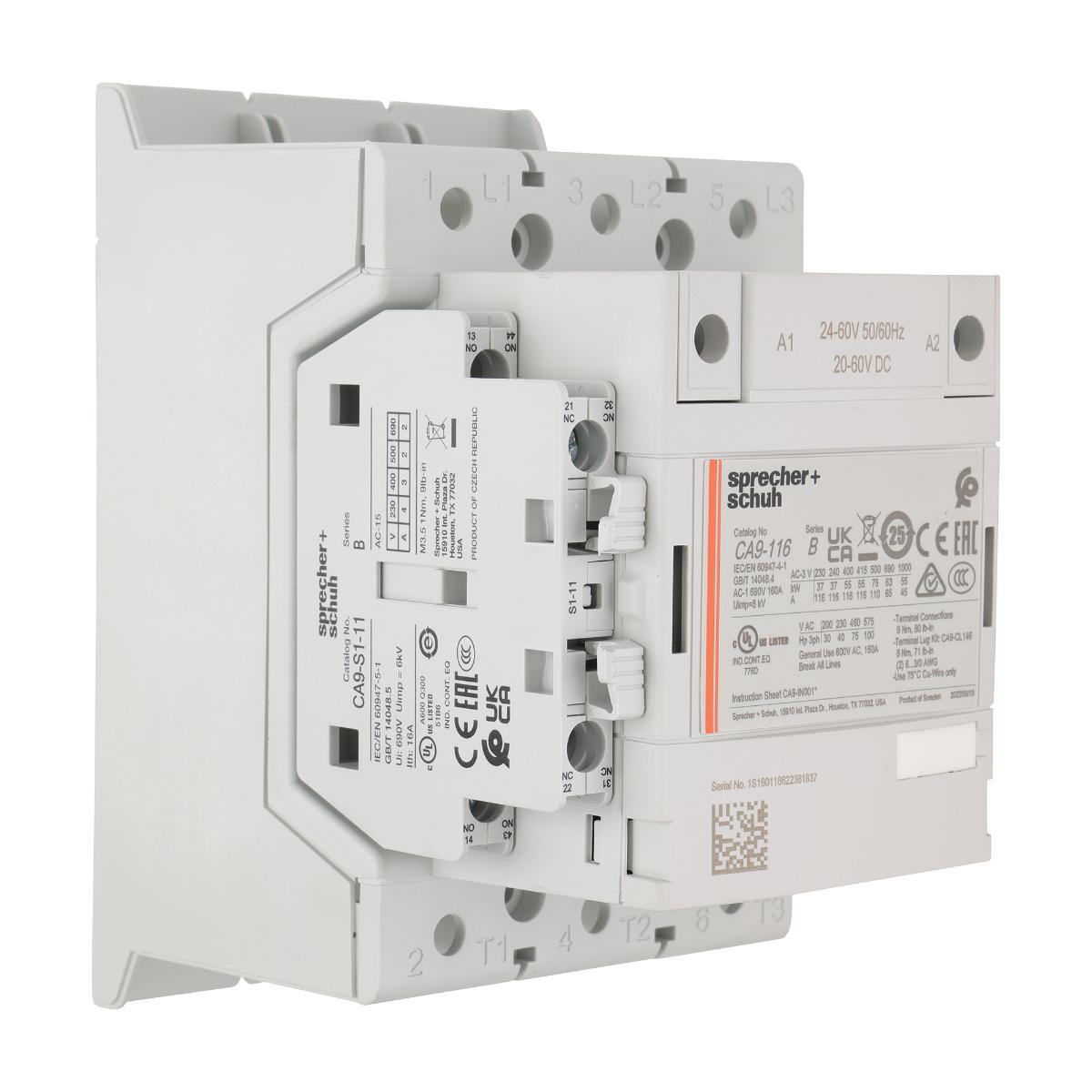 CONTACTOR 3P 116A AC3 55KW 24/60VACDC