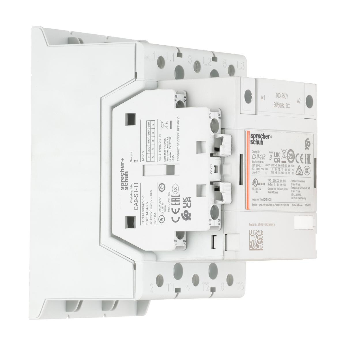 CONTACTOR 3P 146A AC3 75KW 100/250VACDC