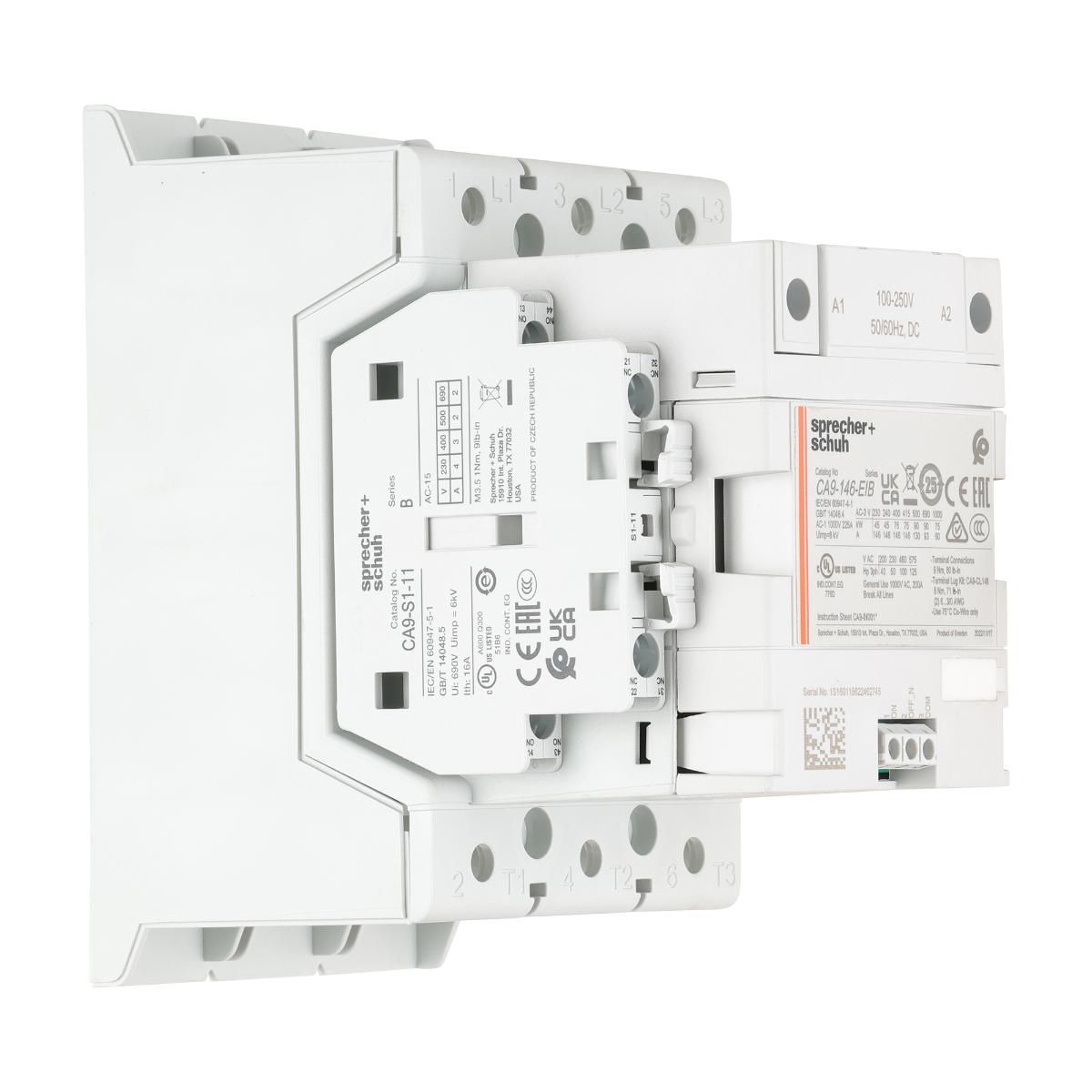 CONTACTOR 3P 146A AC3 75KW 100/250VACDC