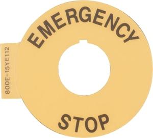 LEGEND PLATE "EMERGENCY STOP" 60MM RING